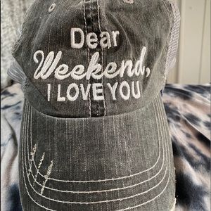 “Dear Weekend, I Love You” Distressed Velcro Hat